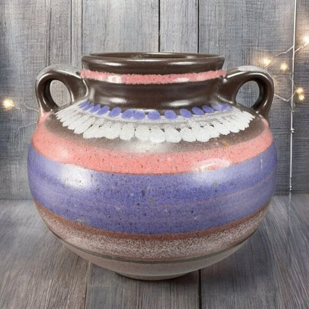 KMK Kupfermühle Basalt West German Pottery Vase Vessel‎ With Handles Hand Made